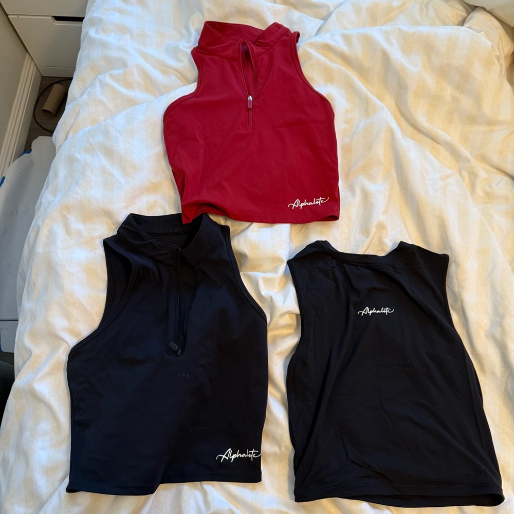 Alphalete Red and Black Sleeveless Tops